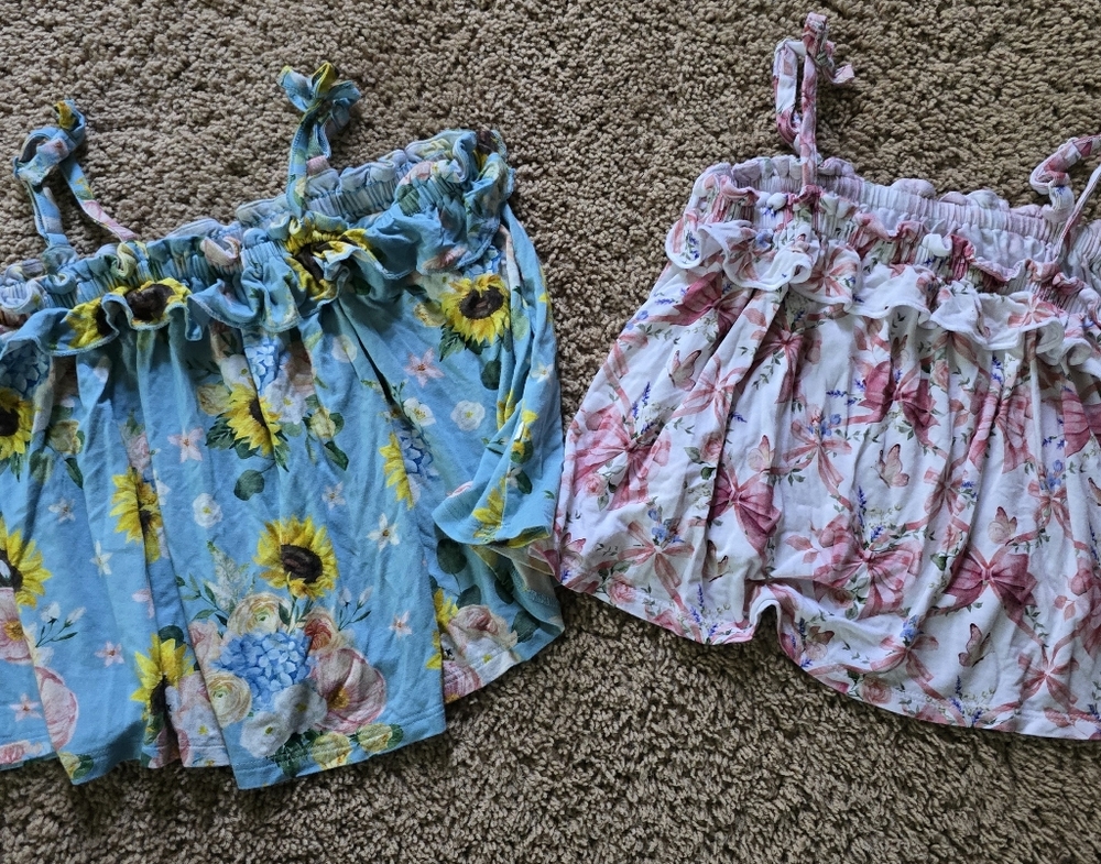 Floral Sunflower and Butterfly Print Tops